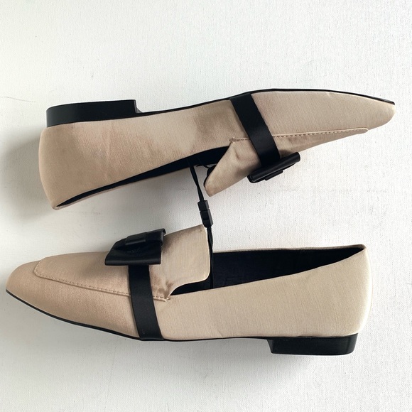 ZARA Nude + Black Bow Fabric Loafers - NEW 6,8,10 - Picture 5 of 5